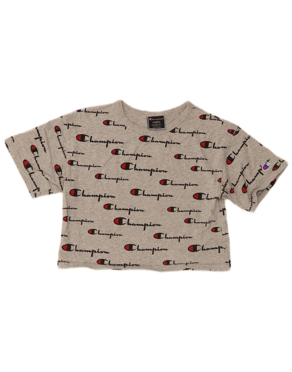 Champion T-shirt court graphique pour femme UK 6 XS Gris moucheté