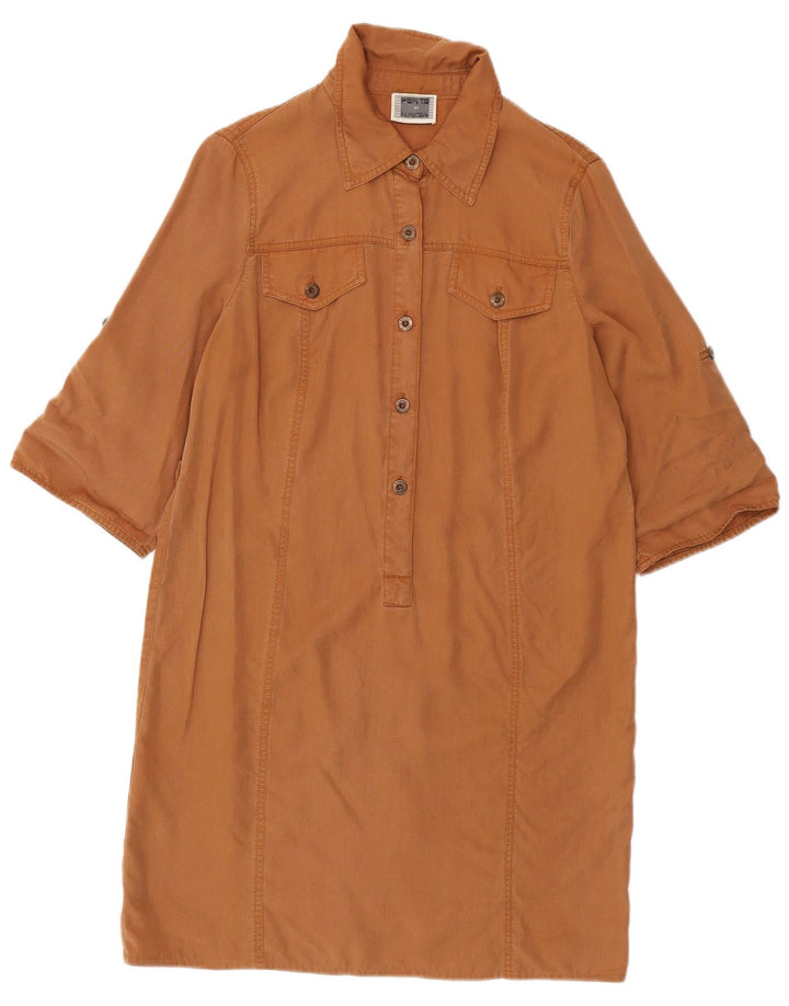 Perte by Krizia Robe chemise pull à manches 3/4 pour femme UK 12 Marron moyen