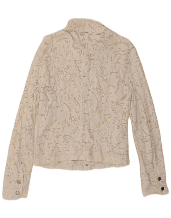 Cristina Gavioli Veste bomber à motif abstrait pour femme UK 14 Blanc moyen