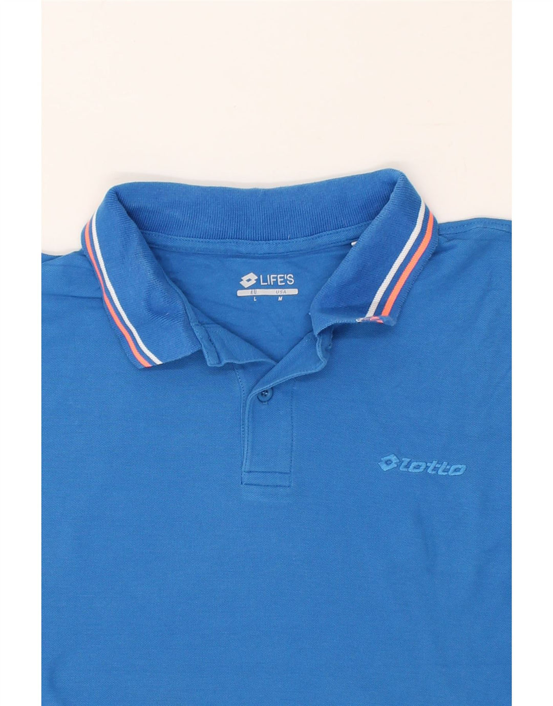 LOTTO Mens Polo Shirt Large Blue Cotton | Vintage Lotto | Thrift | Second-Hand Lotto | Used Clothing | Messina Hembry 
