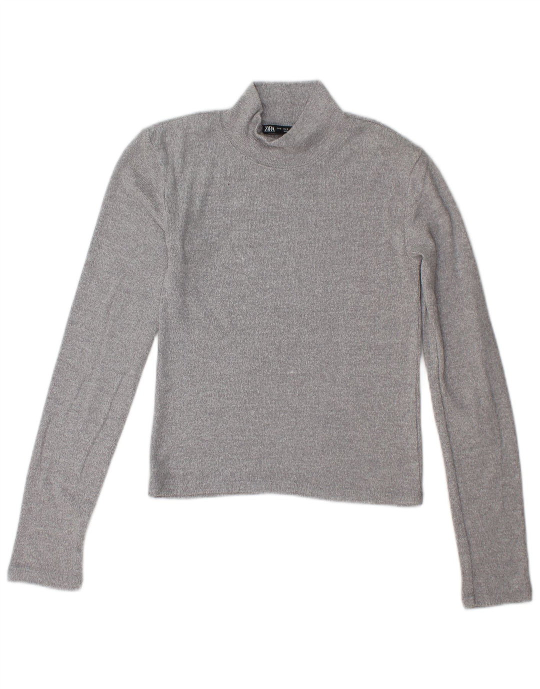 Zara Pull court à col roulé pour femme UK 10 Petit Gris