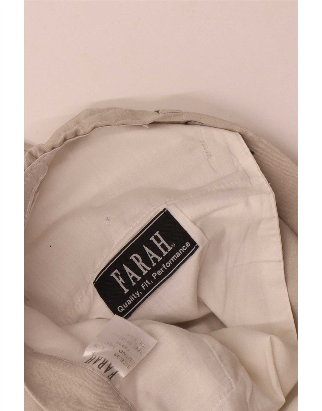 Farah Pantalon décontracté droit pour homme W38 L26 Beige Polyester