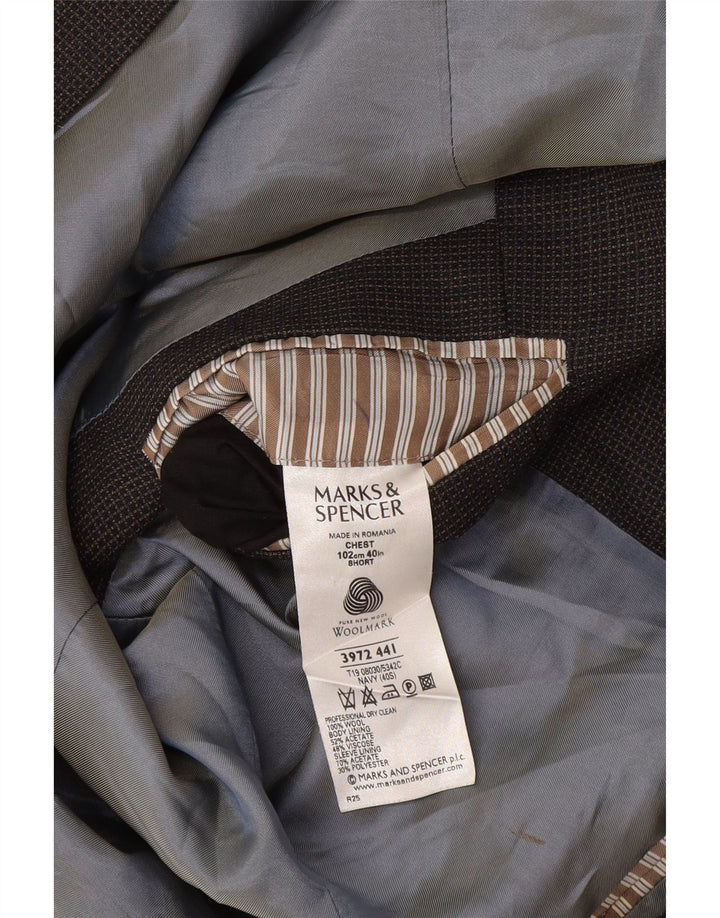 Marks & Spencer Veste blazer courte pour homme UK 40 Bleu marine moyen à carreaux