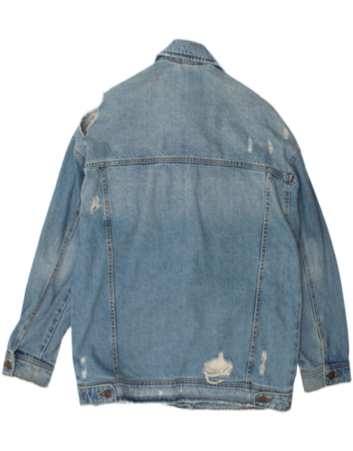Zara Veste en jean vieilli pour femme UK 14 Bleu moyen