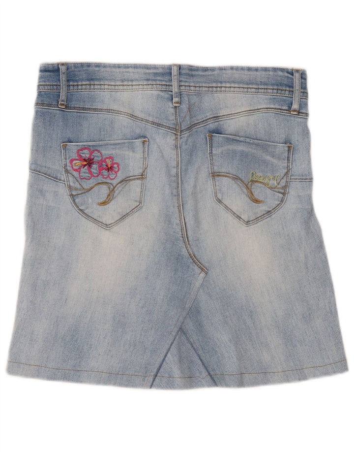 Desigual Femme Graphic Mini Jupe En Jean W30 Bleu Moyen Floral