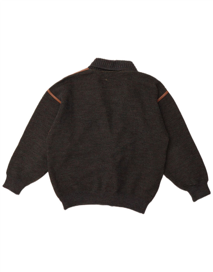 Marz Homme Cardigan Double Boutonnage Pull EU 52 Large Gris Moucheté Laine