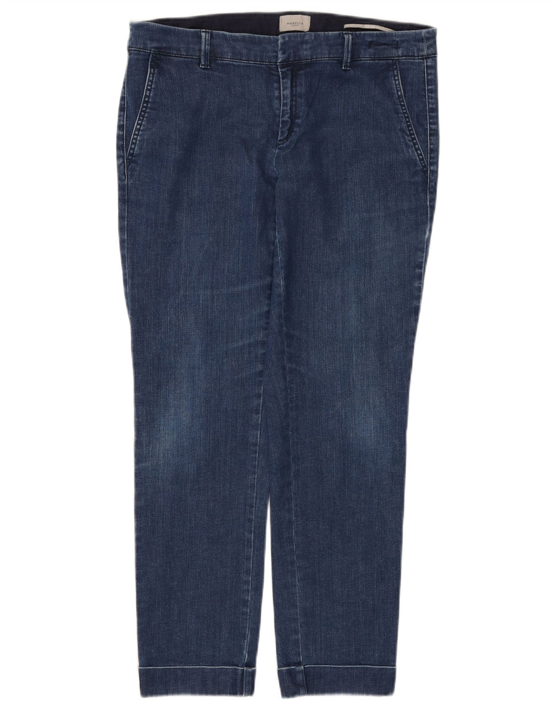 Marella Jean Slim Femme UK 12 Moyen W32 L27 Bleu Coton