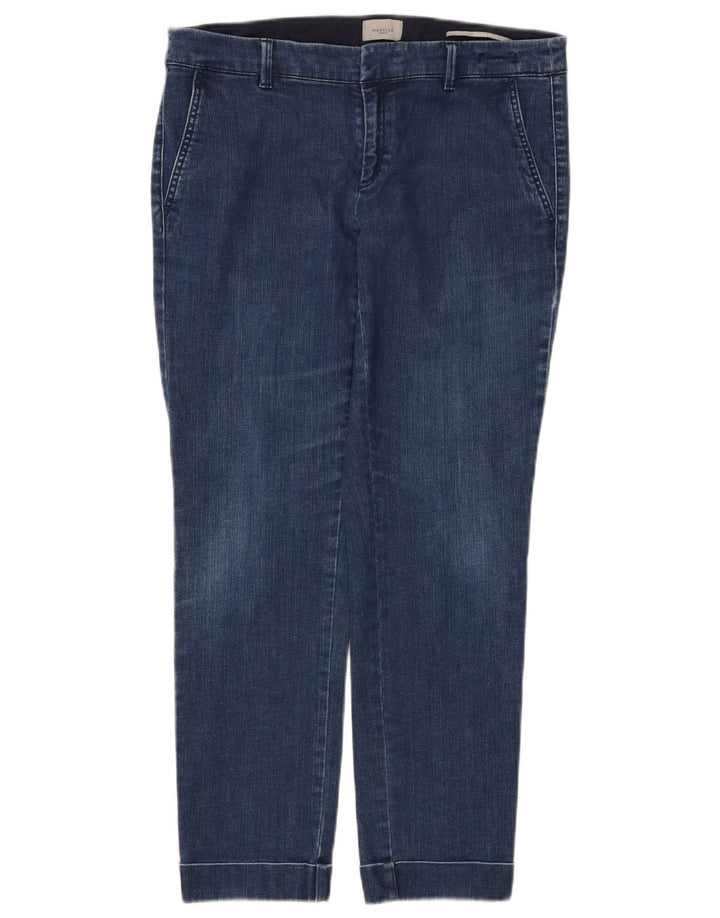 Marella Jean Slim Femme UK 12 Moyen W32 L27 Bleu Coton