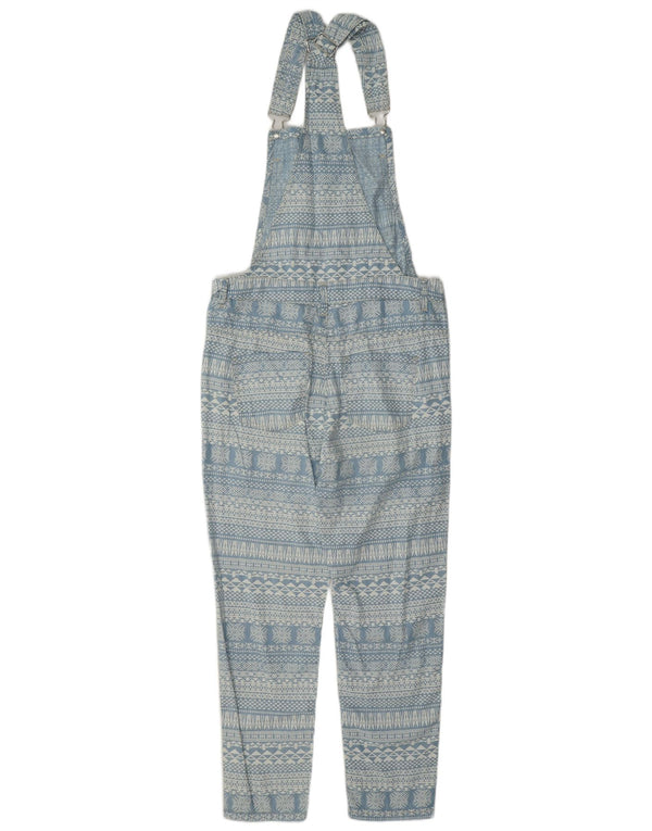 Benetton Pantalon Salopette Slim Femme XS W25 L25 Bleu Fair Isle Lyocell