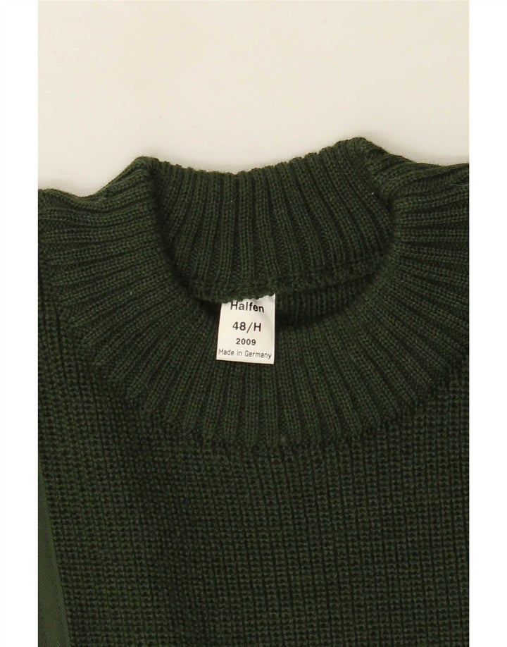 Halfen Pull à col rond pour homme IT 48 Laine colour block vert moyen