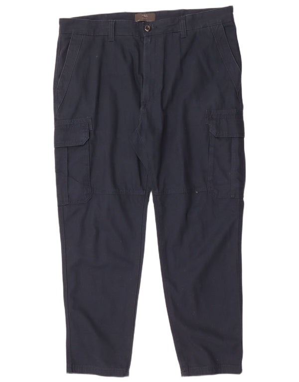 Marks & Spencer Pantalon cargo droit pour homme W38 L29 Bleu marine Coton