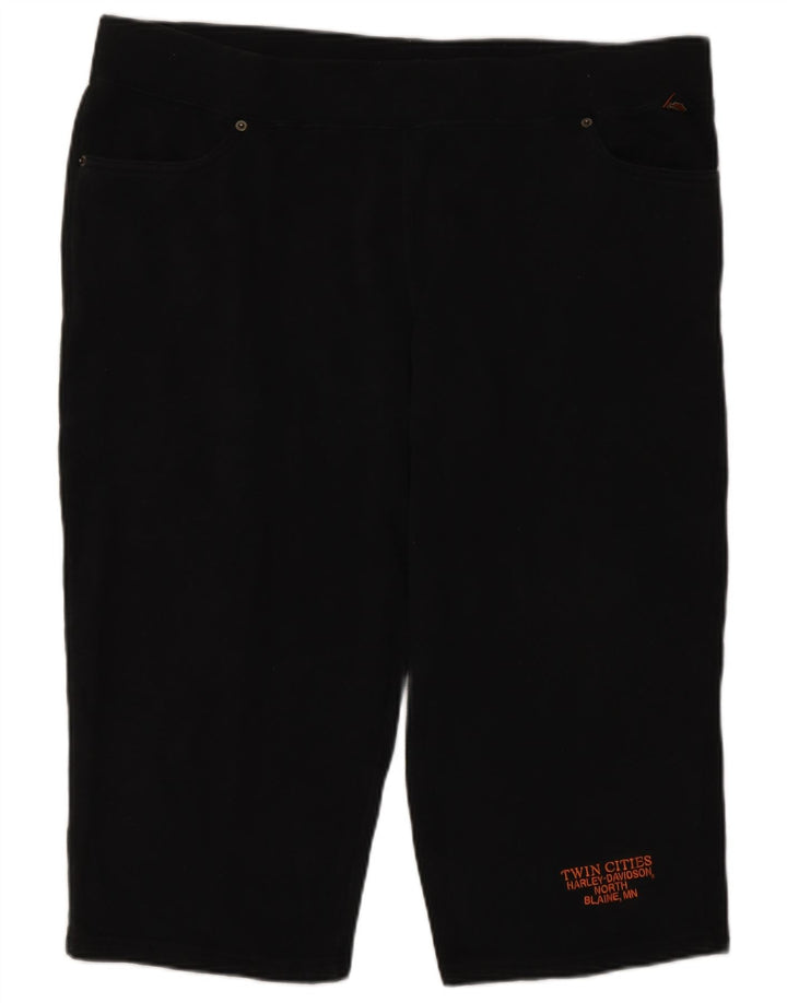 Harley Davidson Pantalon Capri Casual Femme Large W40 Noir Coton