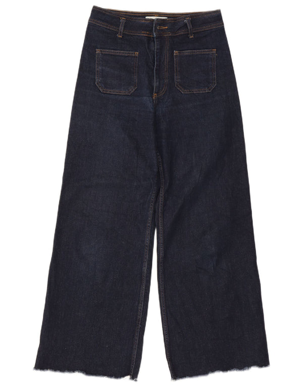 Zara Jean taille haute jambe large pour femme EU 40 Medium W30 L28 Bleu marine