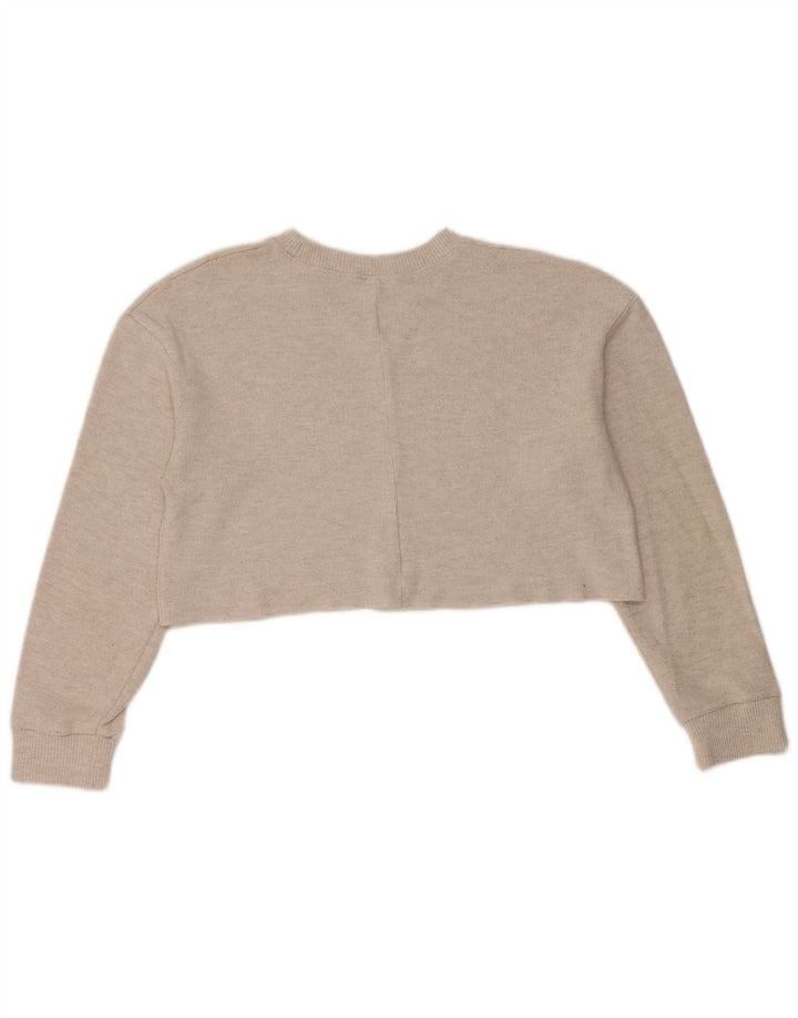 Zara Sweat-shirt court surdimensionné pour femme UK 10 Petit Gris
