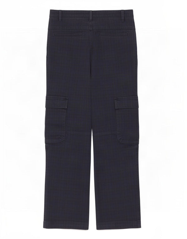 Zara Pantalon cargo droit pour femme Medium W28 L28 Bleu marine à carreaux