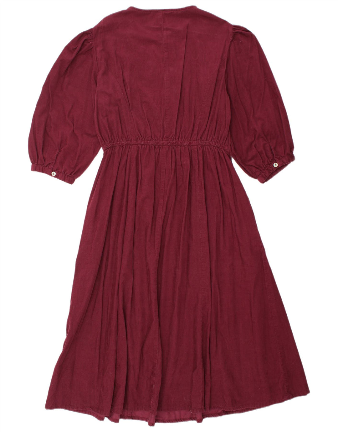 MONSOON Robe trapèze en velours côtelé à manches 3/4 pour femme UK 12 Bordeaux moyen