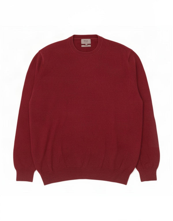 Marks & Spencer Pull col rond pour homme 2XL en coton bordeaux