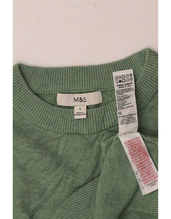 Marks & Spencer Pull à col rond pour femme UK 10 Petit Vert Polyester