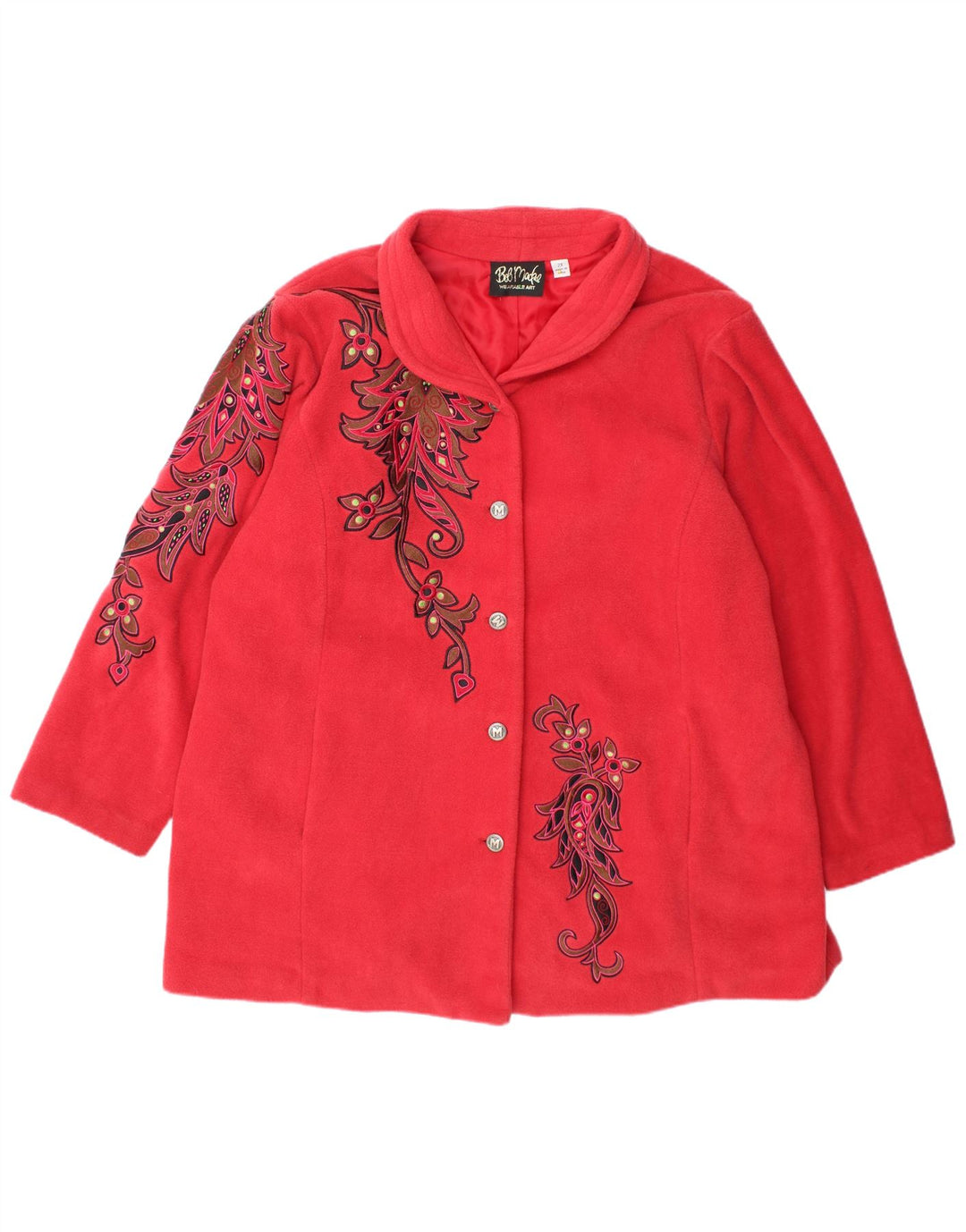 BOB MACKIE Manteau polaire coupe ample pour femme UK 20 2XL Rouge Floral Polyester