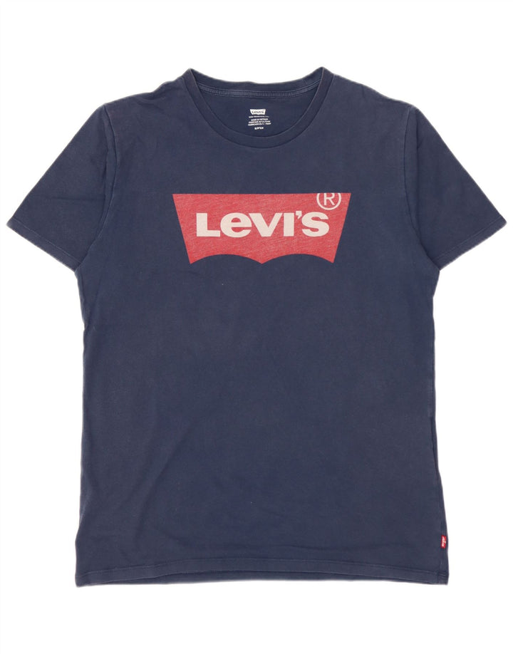 LEVI'S T-Shirt Graphique Homme Petit Bleu Marine Coton