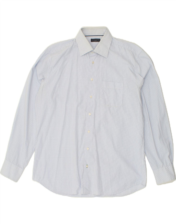 TOMMY HILFIGER Mens Shirt Size 41 16 Large Blue Check Cotton Vintage Tommy Hilfiger and Second-Hand Tommy Hilfiger from Messina Hembry 