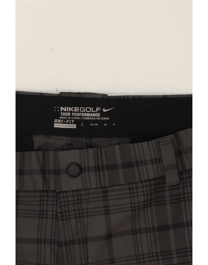 Nike Pantalon chino droit Dri Fit W34 L31 Gris à carreaux en polyester pour homme