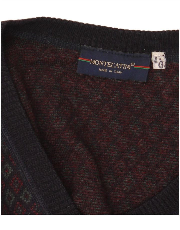 MONTECATINI Pull col V Homme Grand Multicolore Géométrique
