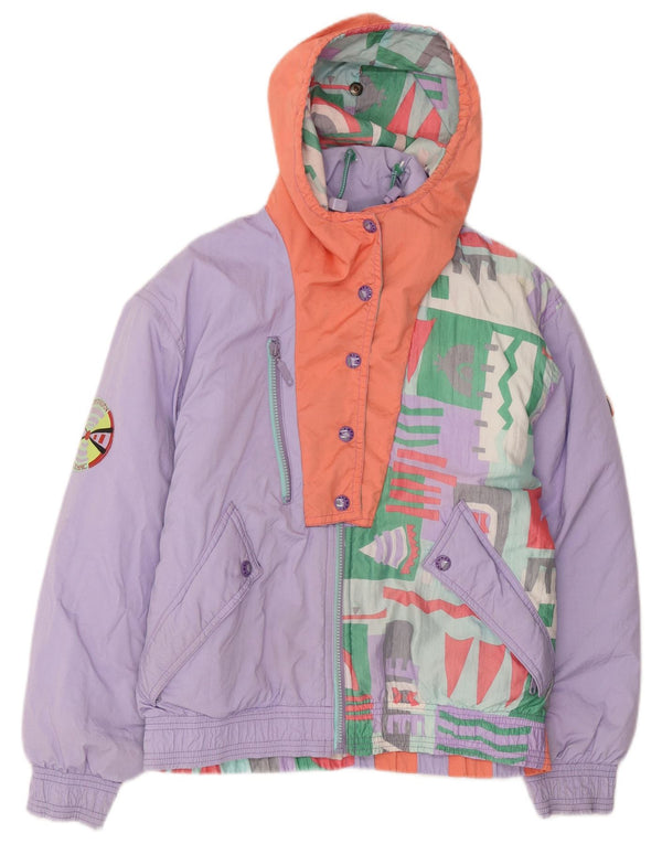 veste de ski à capuche femme vintage UK 18 XL Purple Colourblock