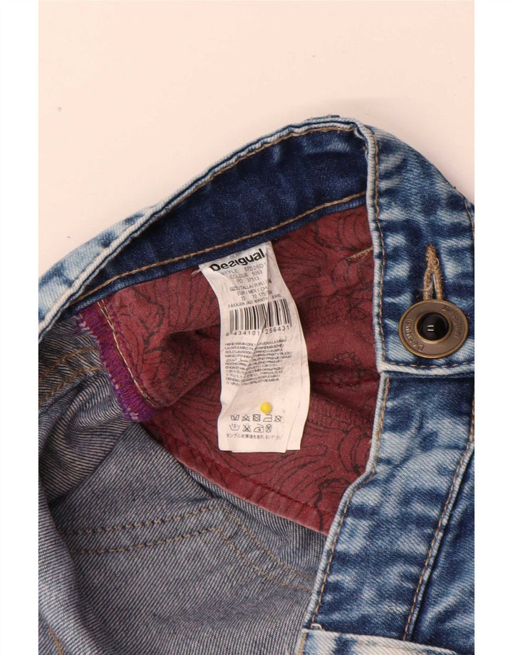 Desigual Jean fuselé effet vieilli W32 L28 bleu patchwork en coton pour femme