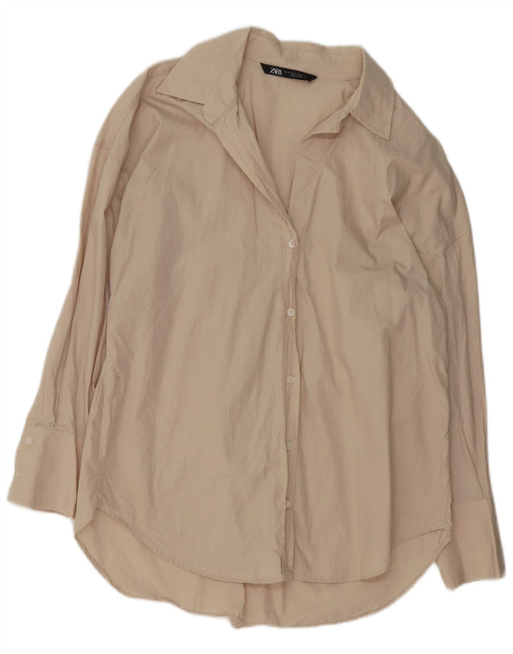 Zara Chemisier surdimensionné pour femme UK 10 Petit Beige