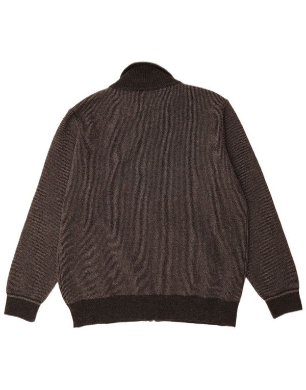 vintage Mens Cardigan Pull Grand Gris Colorblock