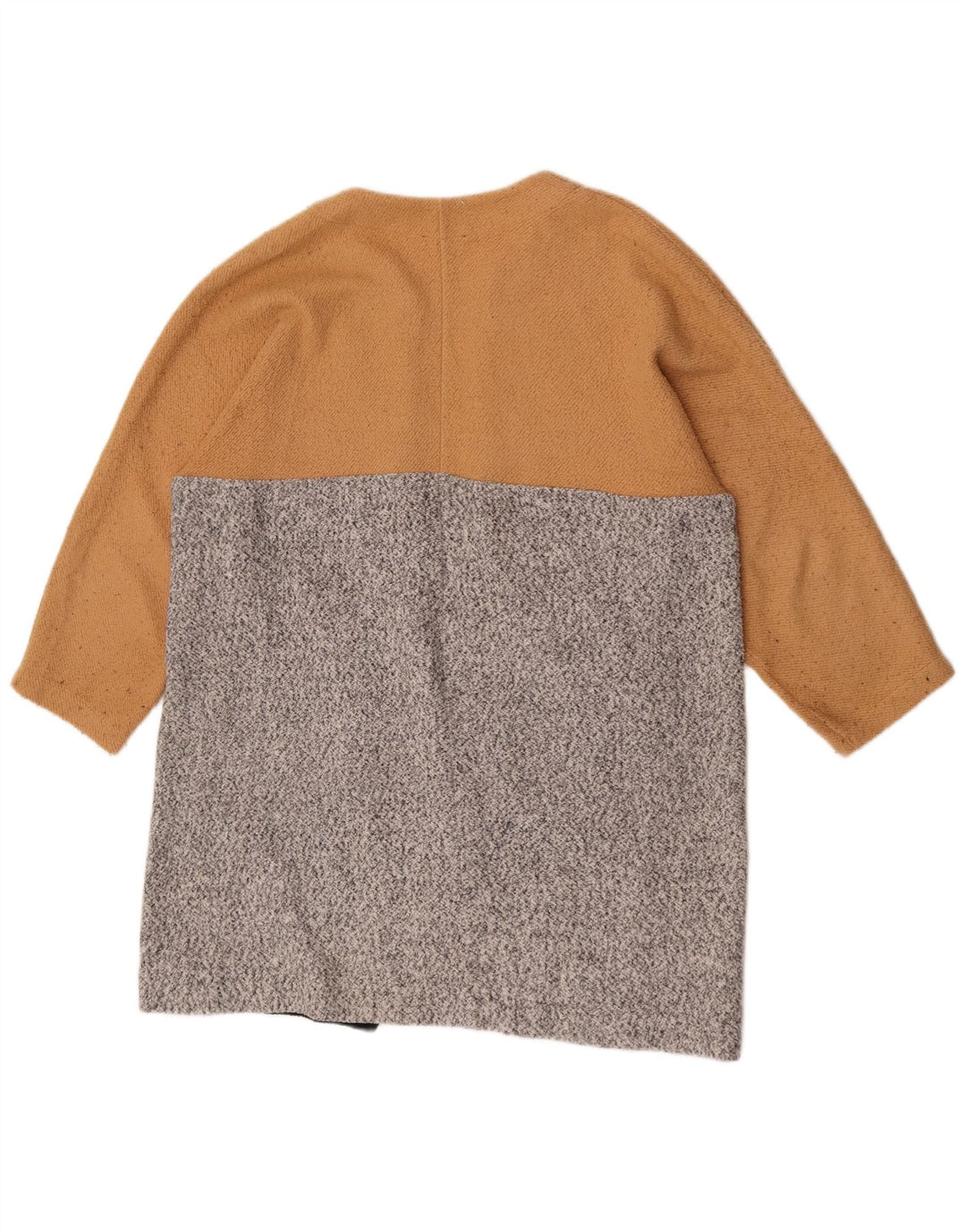 Zara Femme Cardigan Ouvert Pull UK 14 Beige Moyen Colorblock Polyester
