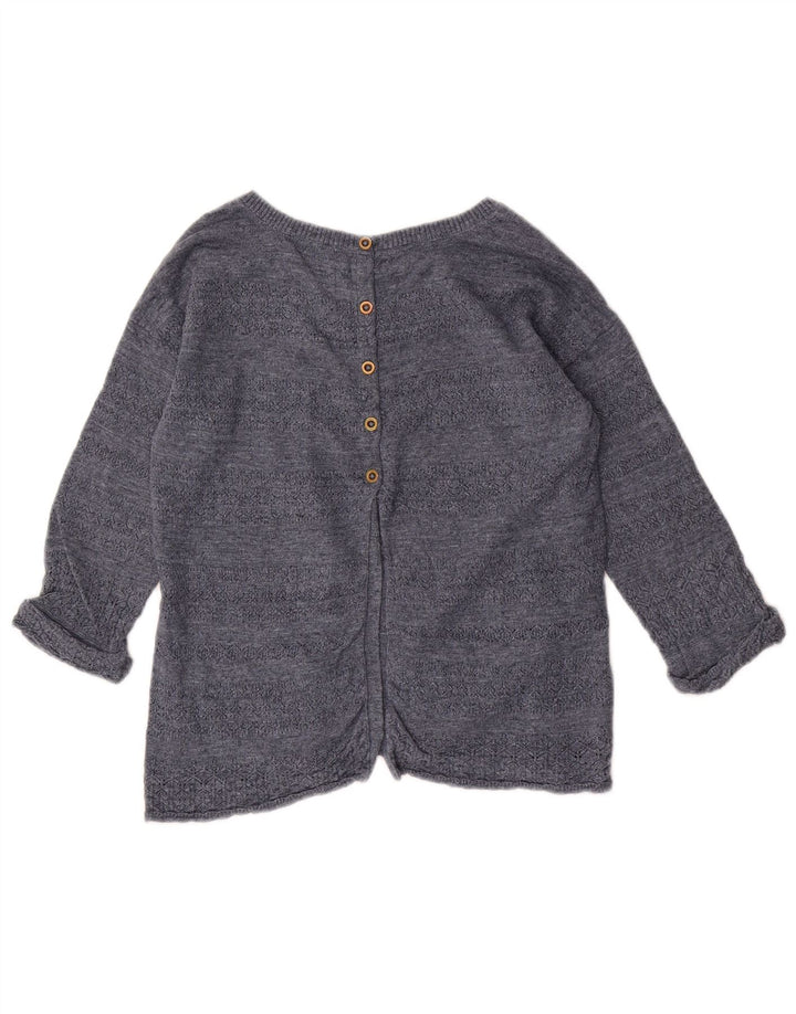 Fat Face Pull boutonné au dos pour femme - Col bateau - Taille 8 - Bleu marine