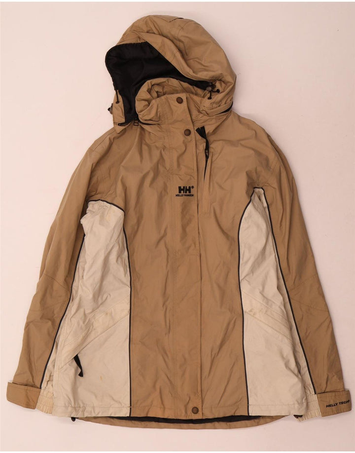 Helly Hansen Veste de pluie à capuche pour femme UK 14 Medium Beige Colourblock Nylon