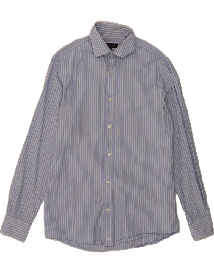 JAEGER Mens Shirt Size 15 Medium Blue Striped Cotton Vintage Jaeger and Second-Hand Jaeger from Messina Hembry 