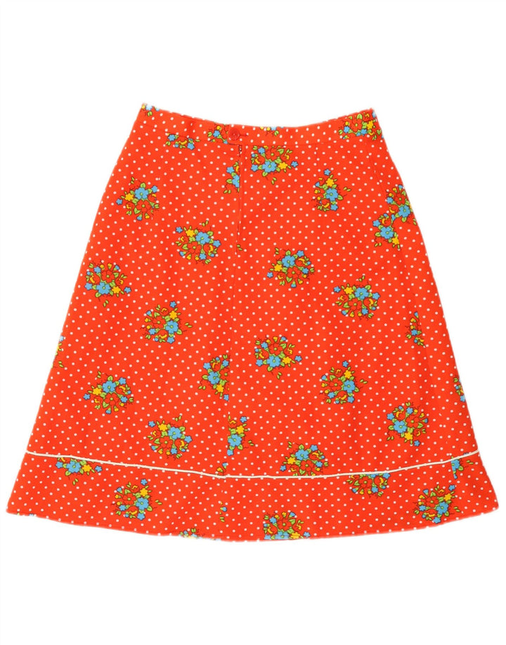 vintage Femme A-Line Jupe W28 Moyen Rouge Floral