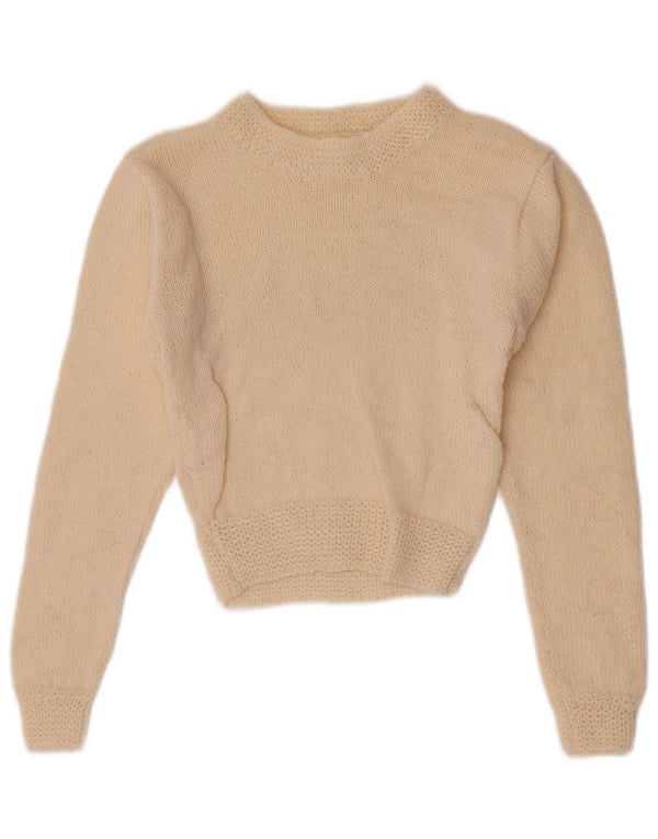 Pull vintage à col roulé pour fille 6-7 ans Blanc cassé