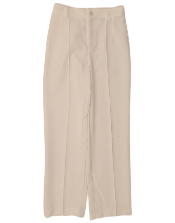 Zara Pantalon droit décontracté pour femme Petit W26 L32 Polyester blanc