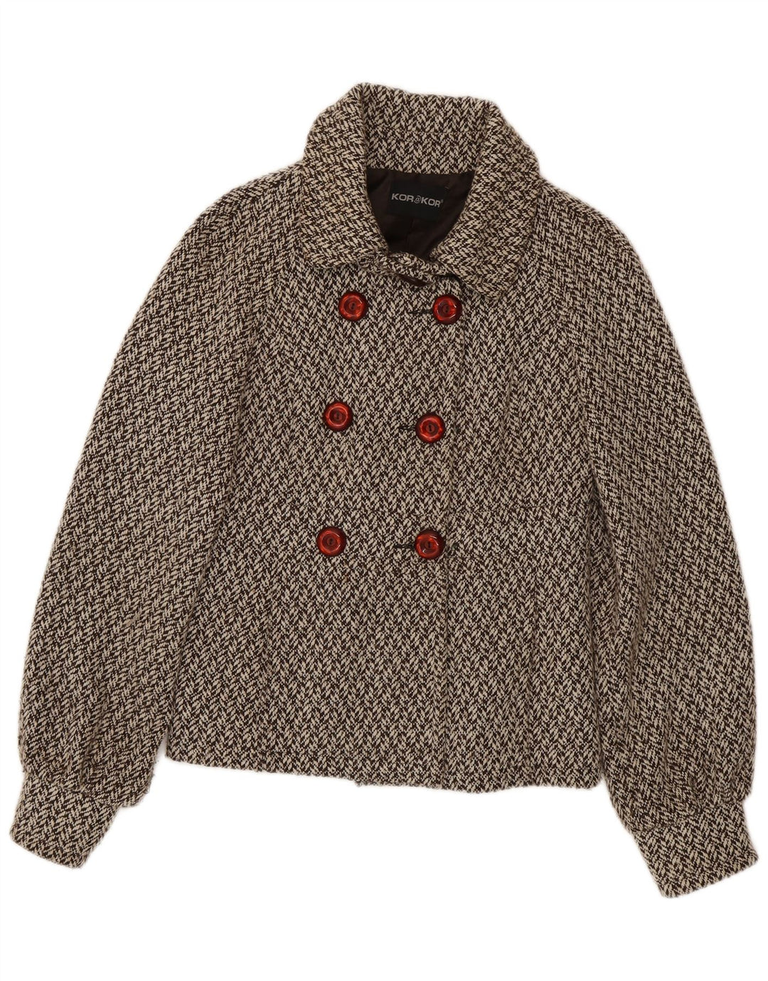 Kor@Kor Caban Femme IT 44 Polyester Marron Moyen à Chevrons