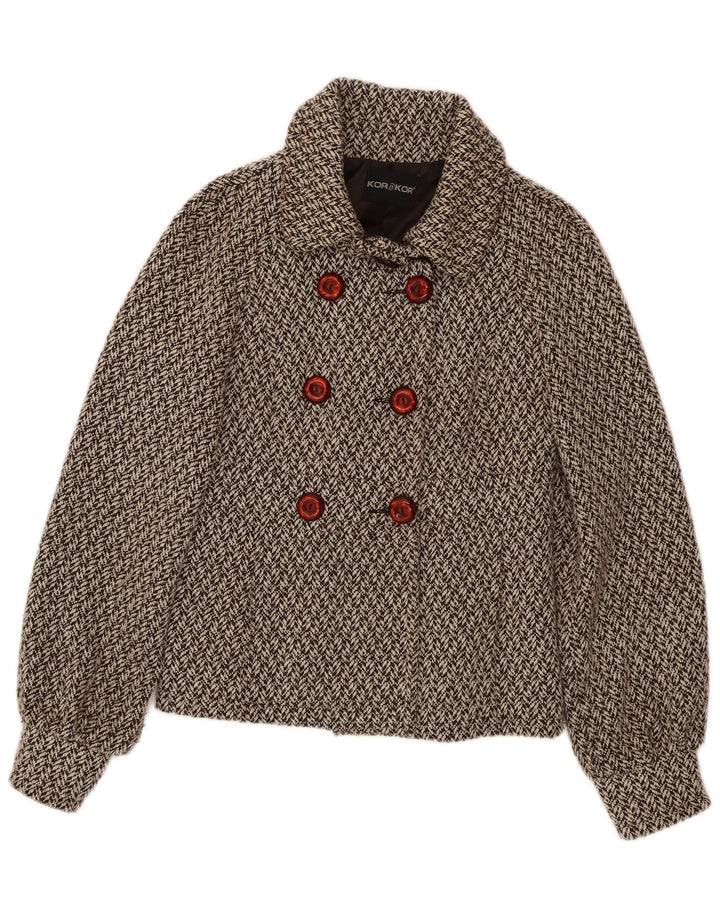 Kor@Kor Caban Femme IT 44 Polyester Marron Moyen à Chevrons
