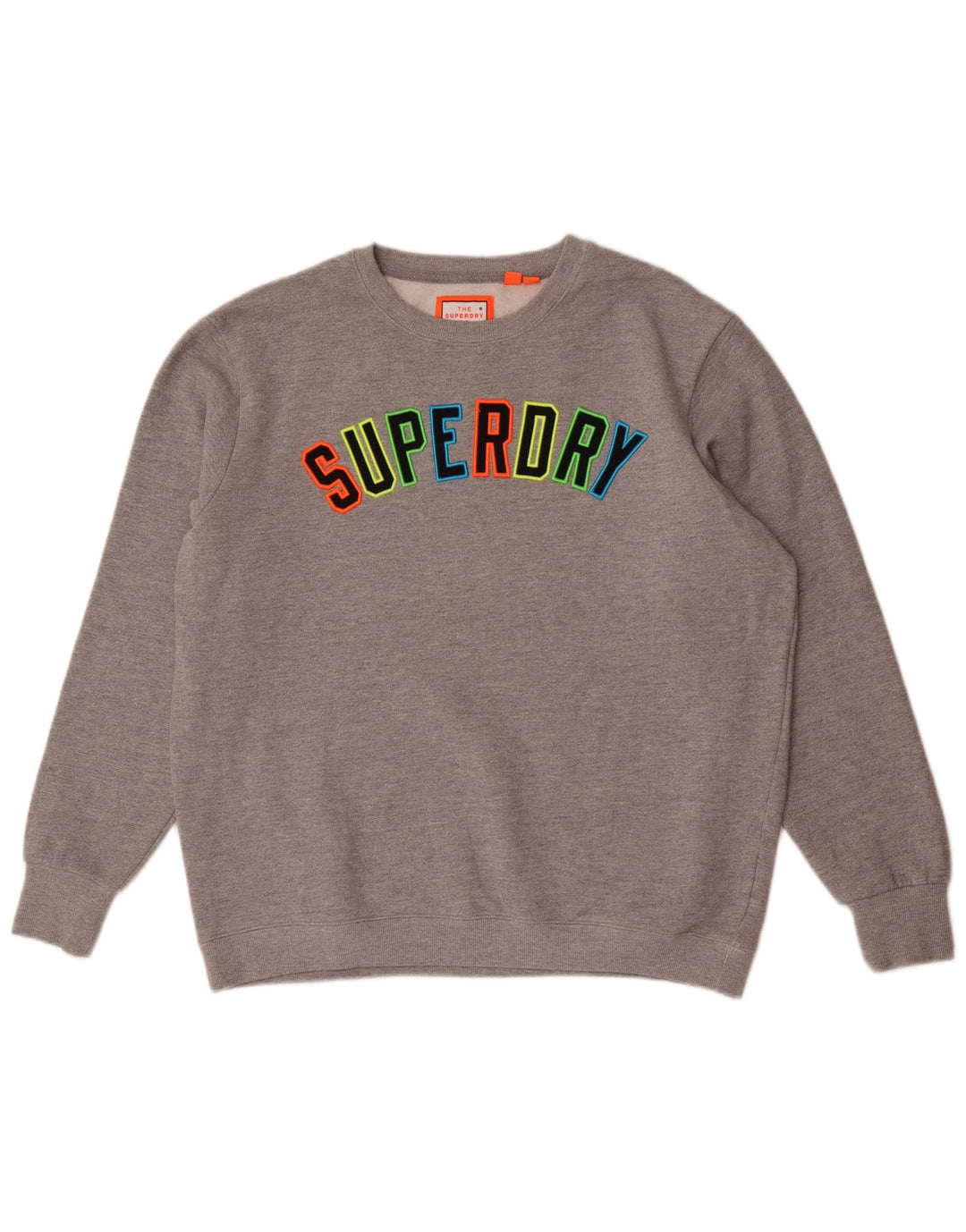 Superdry Homme Graphic Sweatshirt Jumper XL Gris Moucheté Coton
