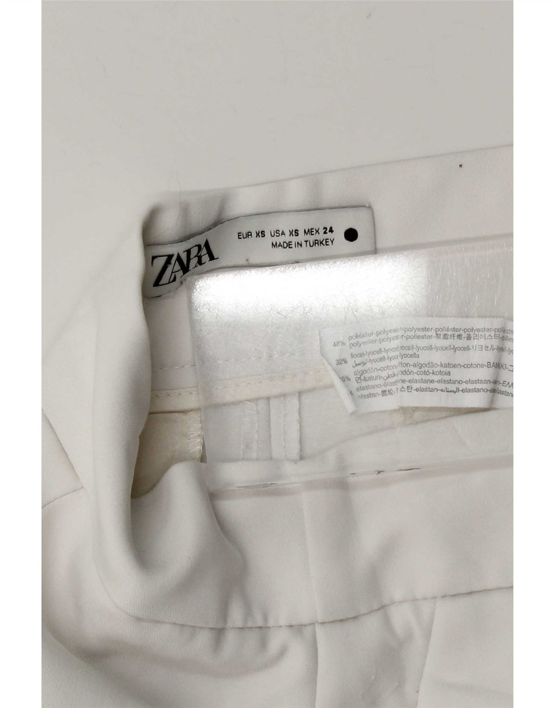 Short Chino Femme Zara XS W24 Blanc Polyester