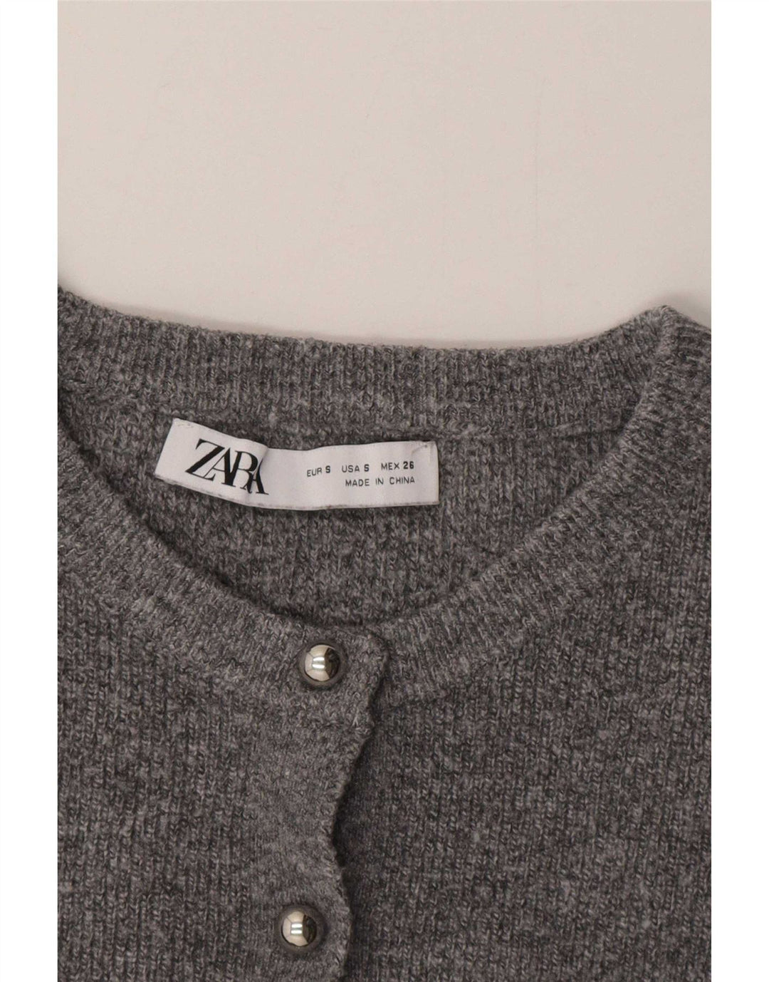 Zara Womens Crop Cardigan Pull UK 10 Petit Gris