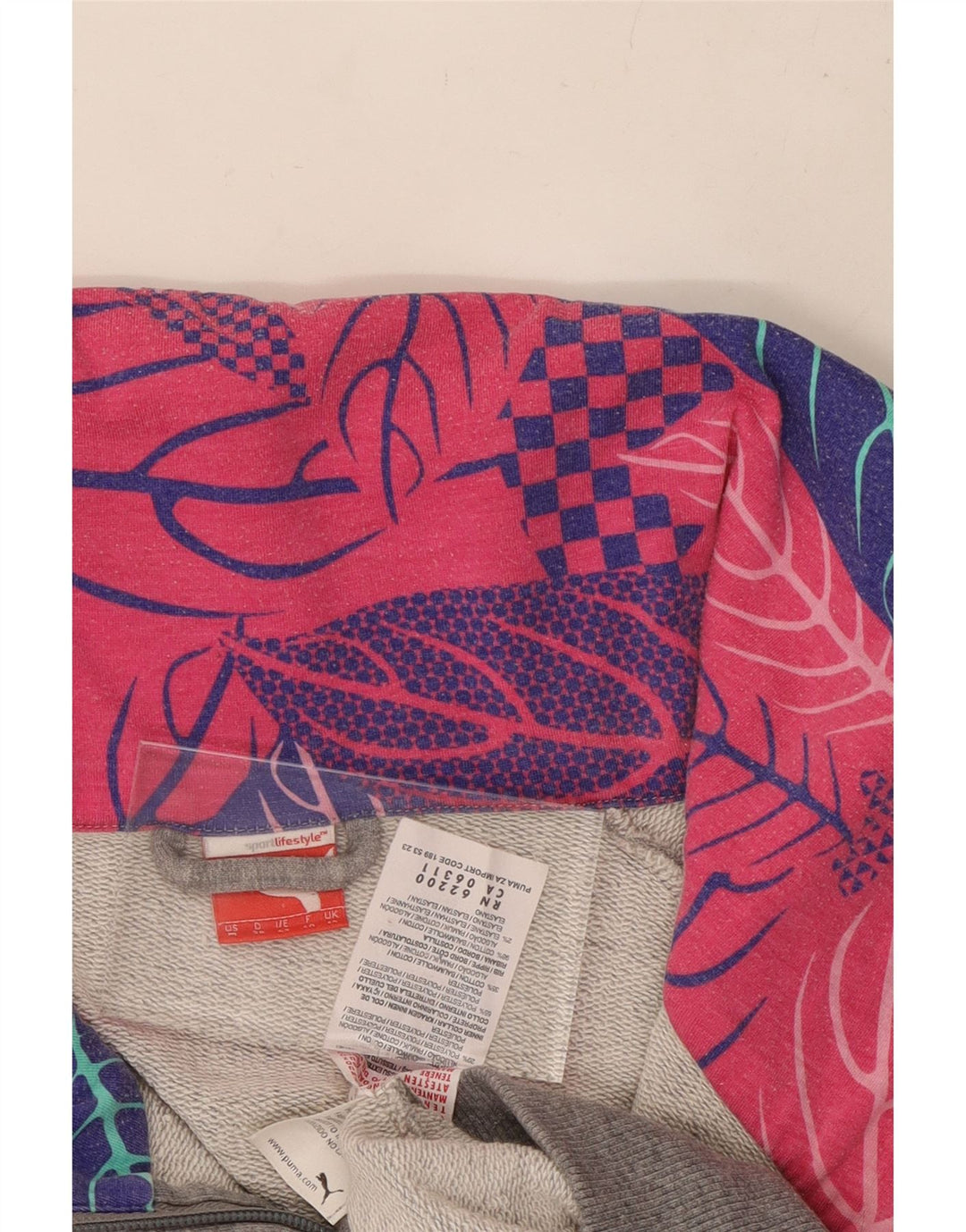 PUMA Veste de survêtement pour femme UK 12 Gris moyen en coton floral