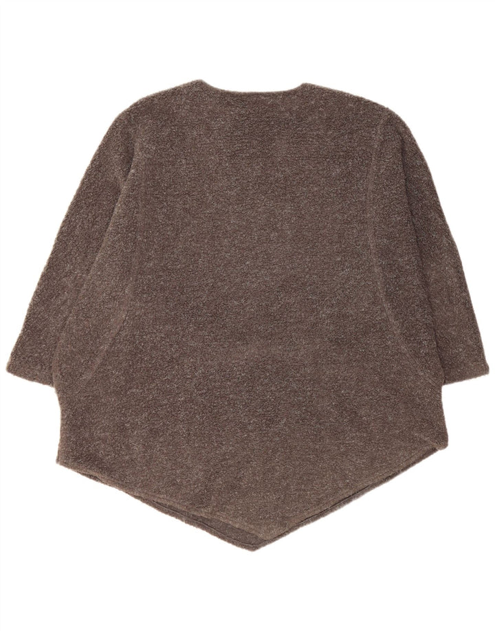 VINTAGE Pull surdimensionné à col bateau pour femme UK 14 Gris moyen