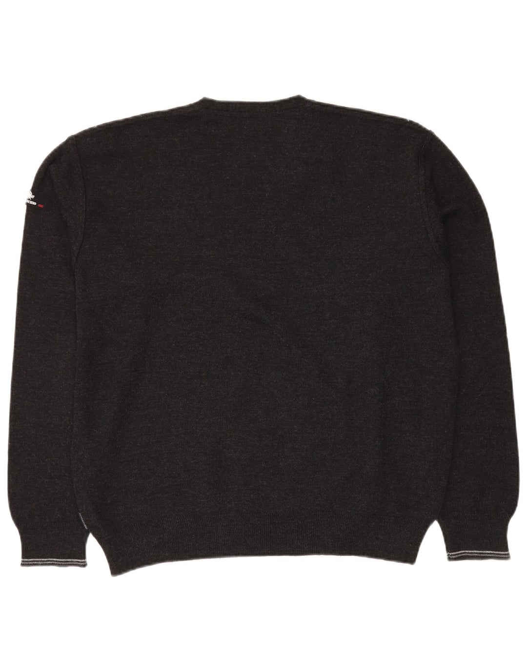 Il Granchio Pull Col V Homme Large Gris Géométrique Laine Vierge