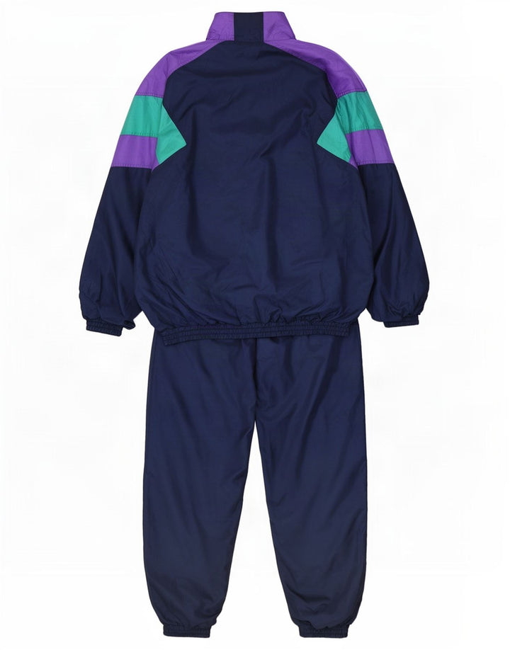 vintage Mens Full Survêtement Moyen Bleu Marine Colourblock Polyamide
