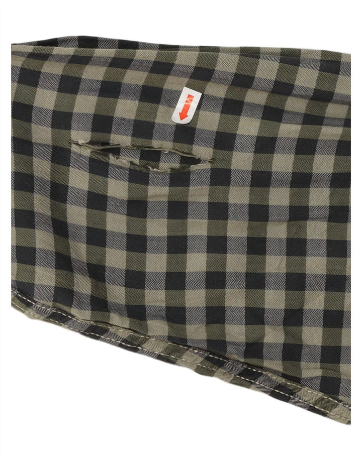 CAMEL ACTIVE Mens Regular Fit Flannel Shirt Large Khaki Gingham Cotton Vintage Camel Active and Second-Hand Camel Active from Messina Hembry 