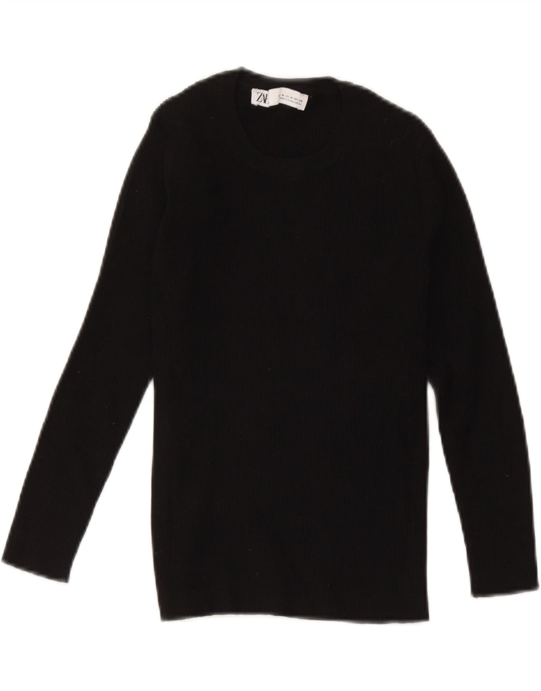 Zara Femme Top Manches Longues UK 12 Medium Noir Viscose