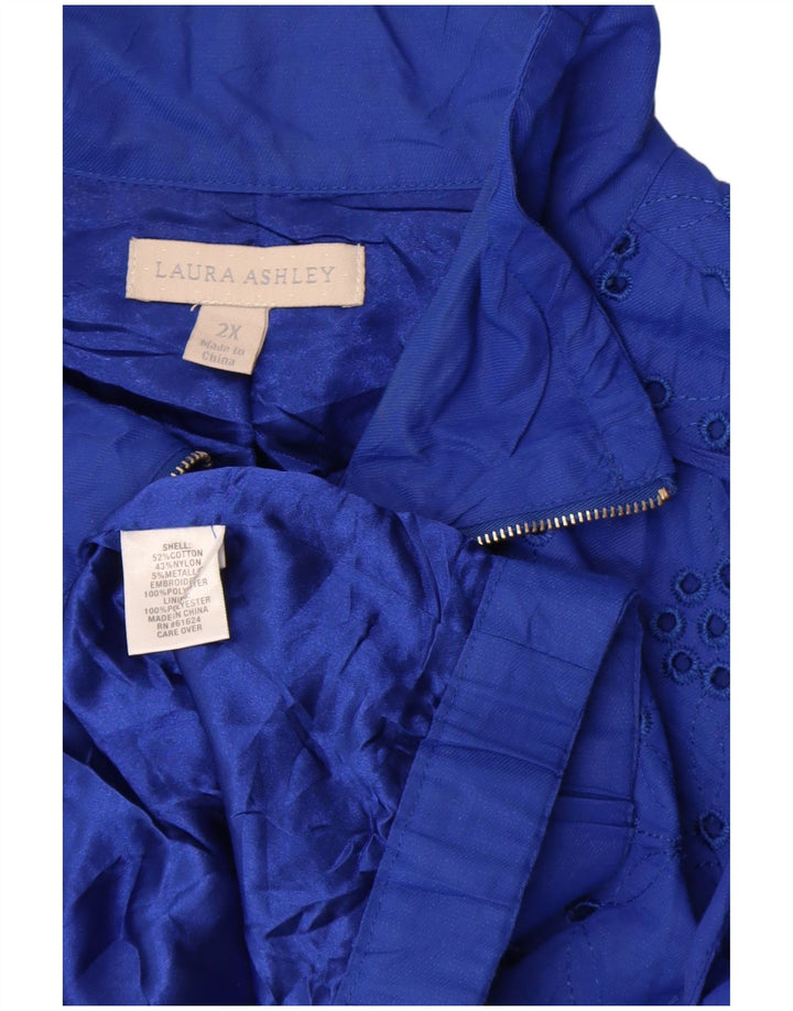Laura Ashley Veste Bomber Femme UK 20 2XL Bleu Coton